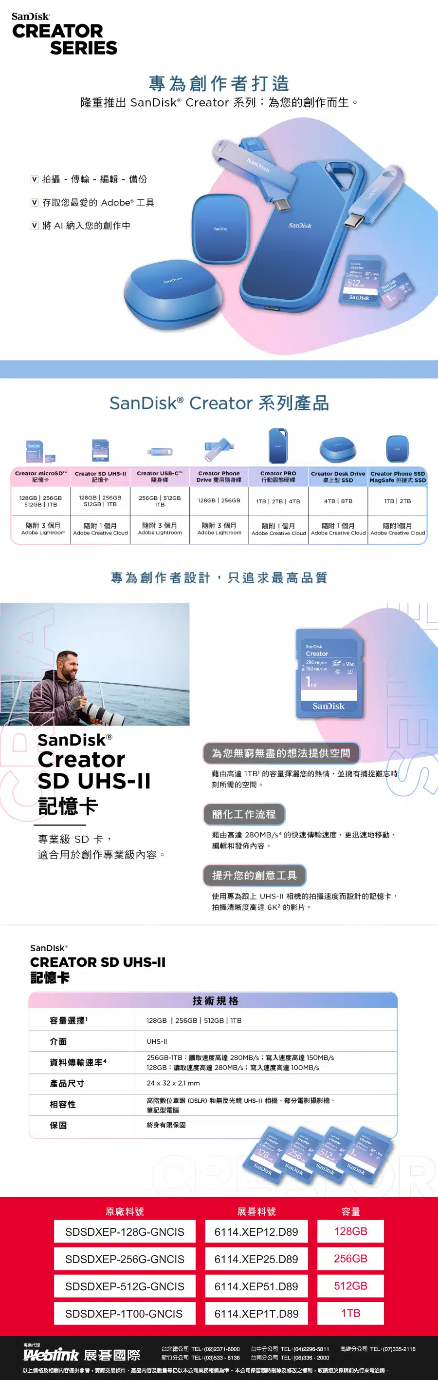 SanDisk Creator SD UHS-II SD 512GB V60 記憶卡|公司貨 SanDisk Creator SD UHS-II SD 256GB V60 記憶卡